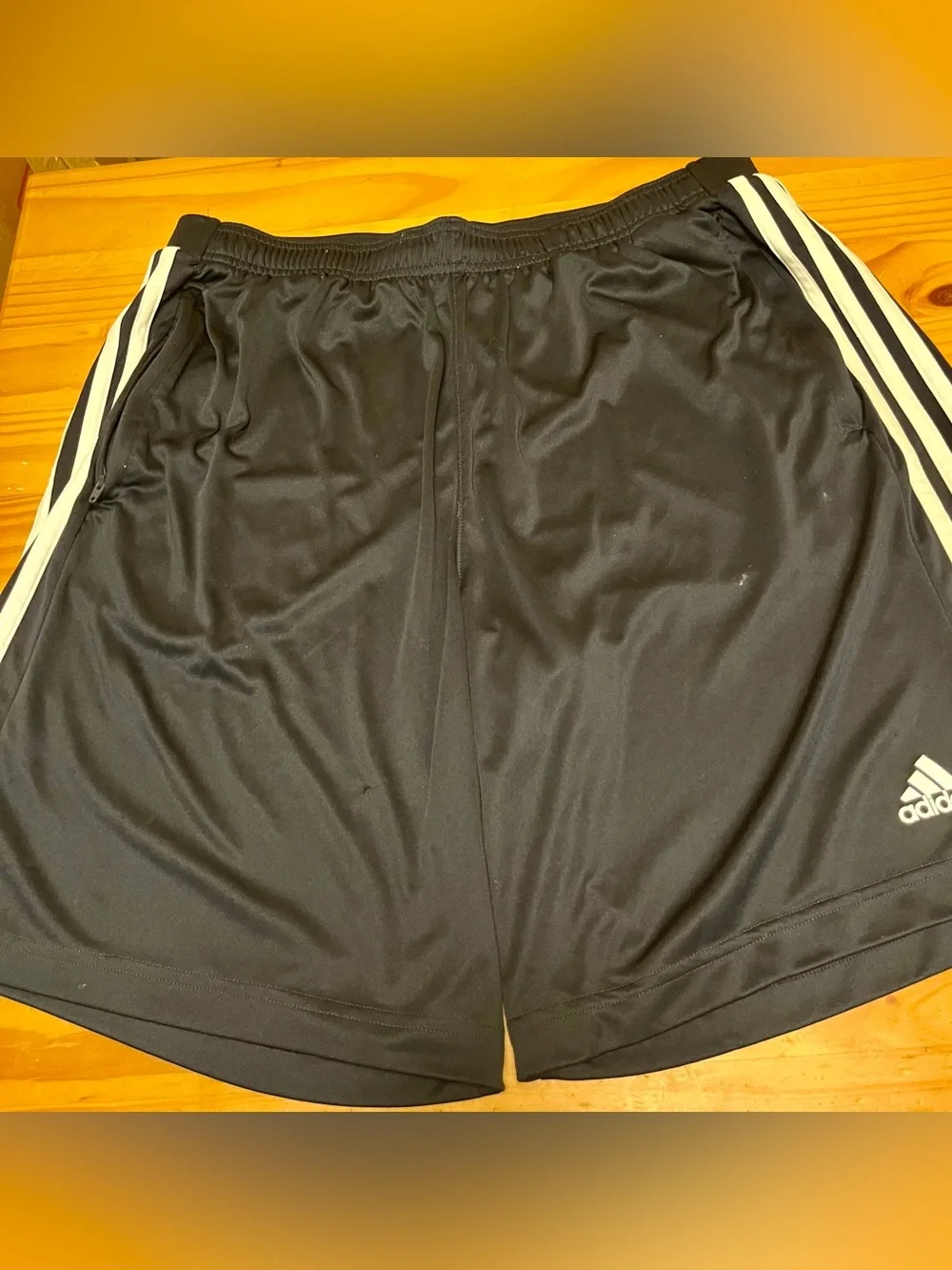 Adidas Black Athletic Shorts with White Side Stripes Drawstring XL NWOT